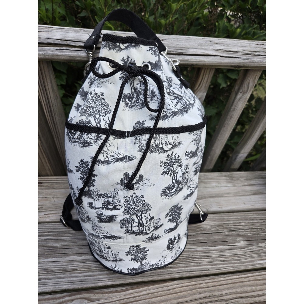 Walt DISNEY WORLD Black White Toile Canvas Backpack Mickey Friendsโ In The Park